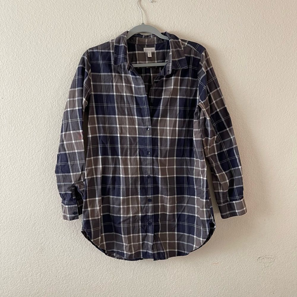 Garnet hill tunic flannel button‎ up shirt